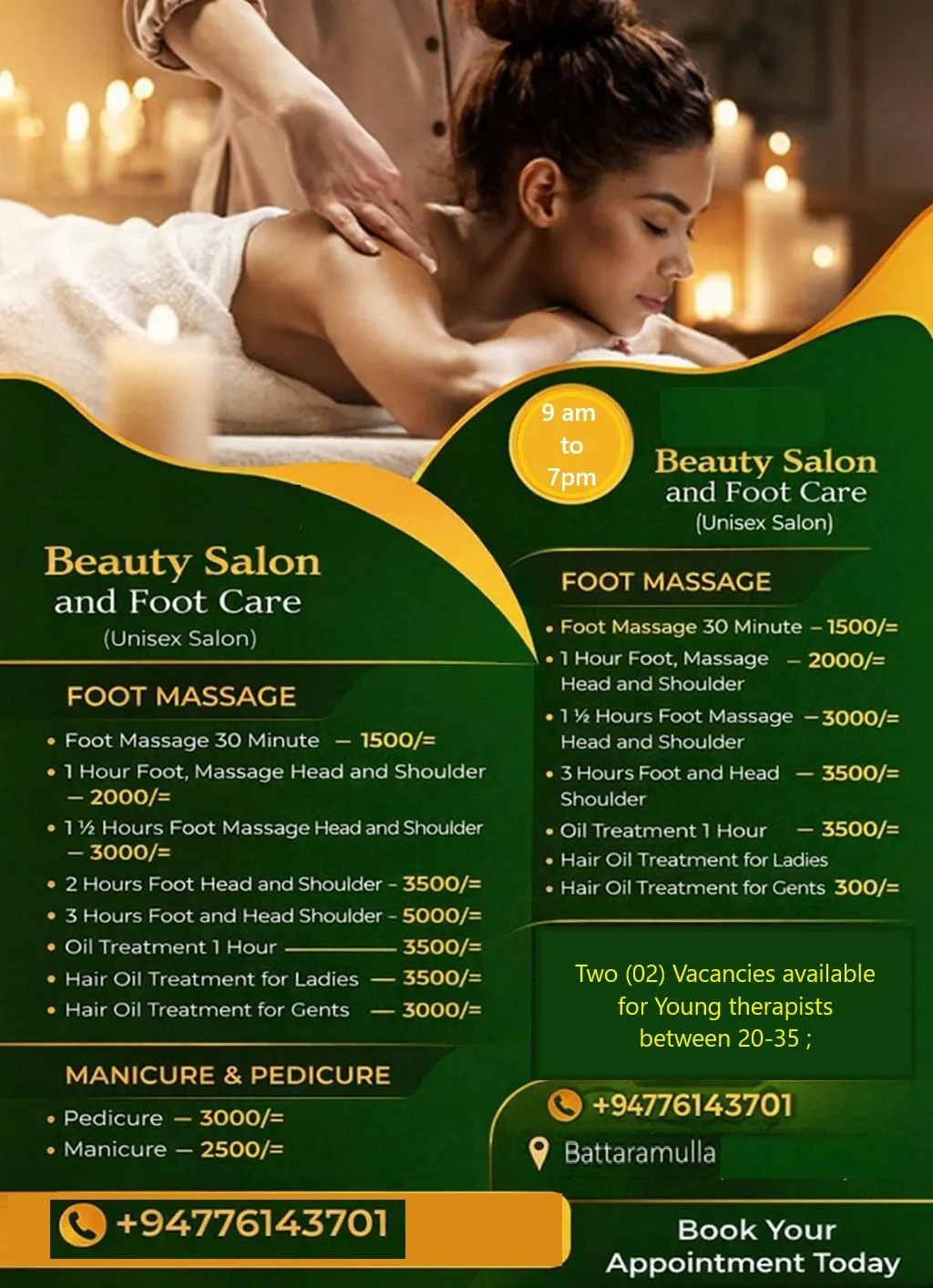 Beauty Salon and Foot Care | Lanka Ads New
