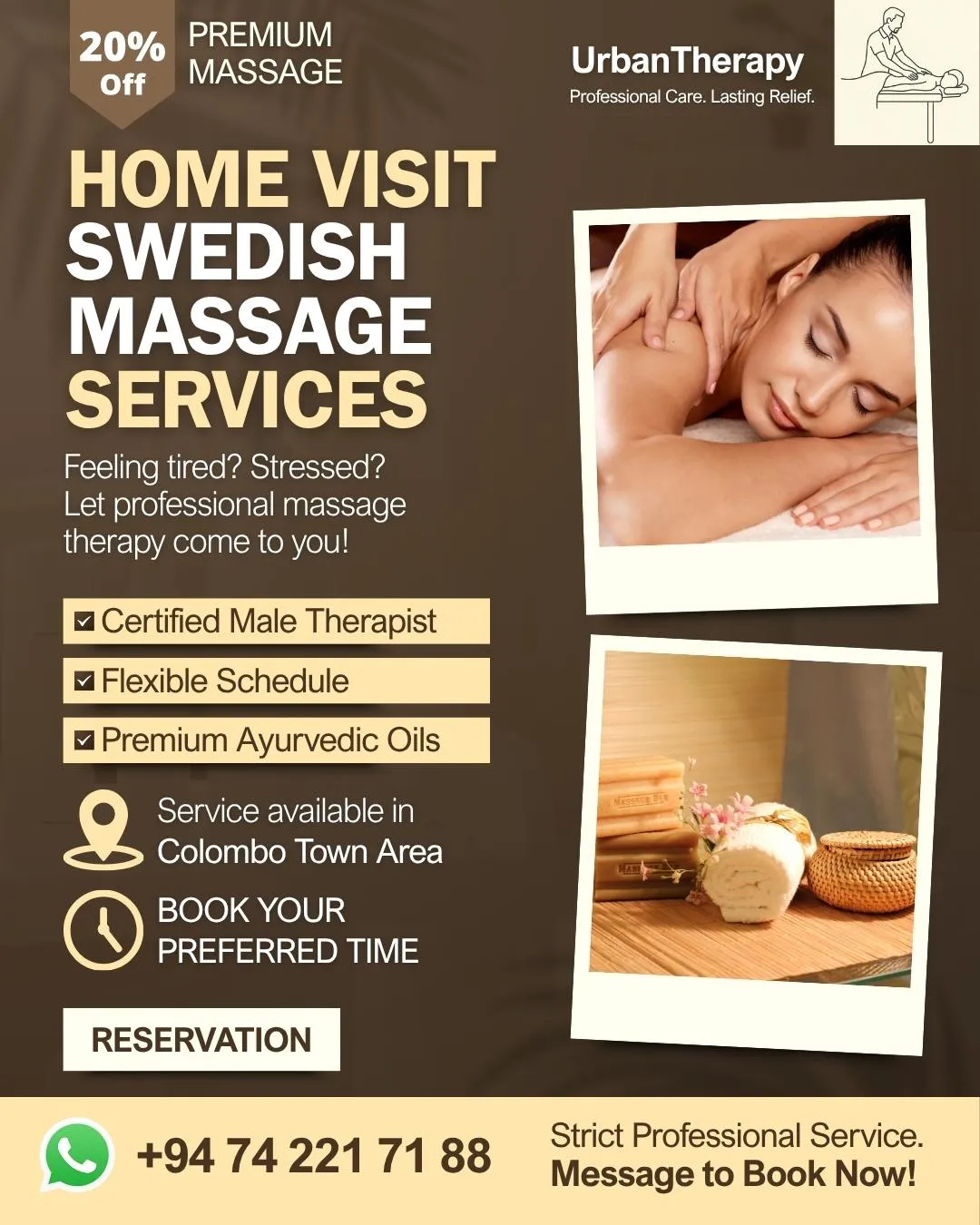 Home visit swedish massage therapist (male/female) | Lanka Ads New